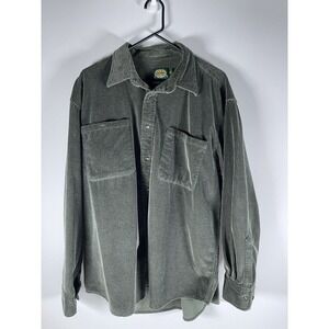 Cabella's Men's Large 100% Cotton Long Sleeve Button Up Solid Green Flannel